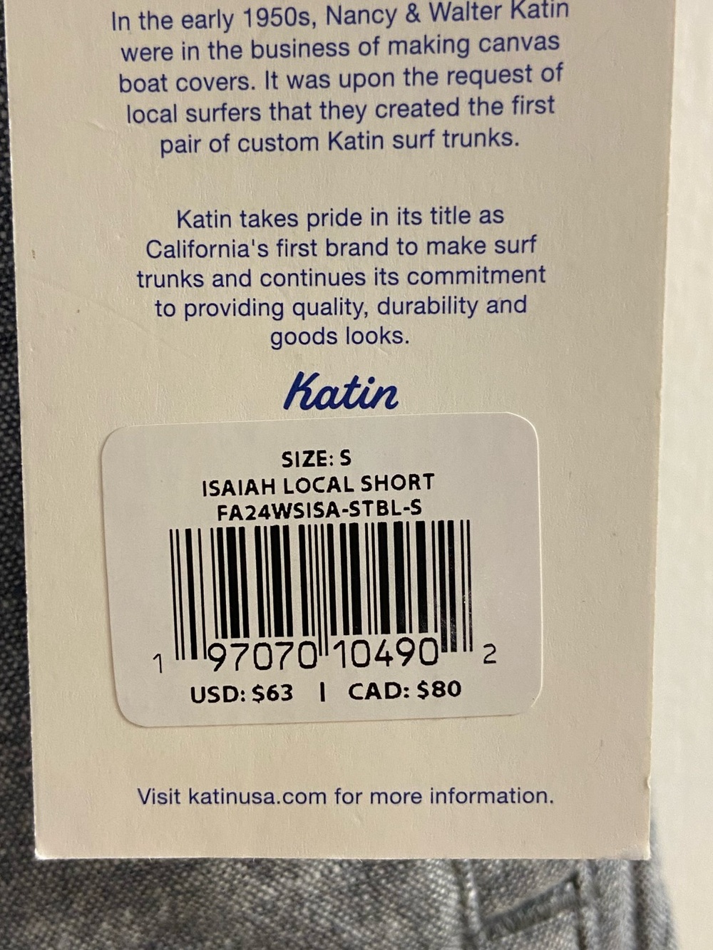 Karin linen cotton shorts drawstring men Surf Beach S/M NWT - Picture 8 of 8